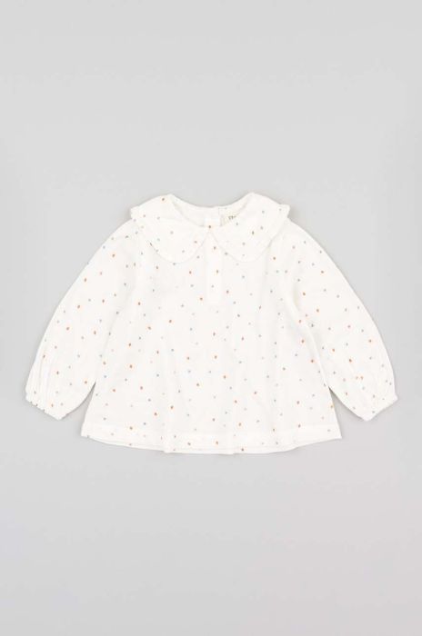 Бавовняна блузка для немовлят zippy колір бежевий візерунок
