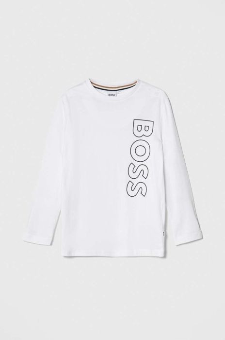 Бавовняний лонгслів для немовлят BOSS колір білий з принтом (3511529)