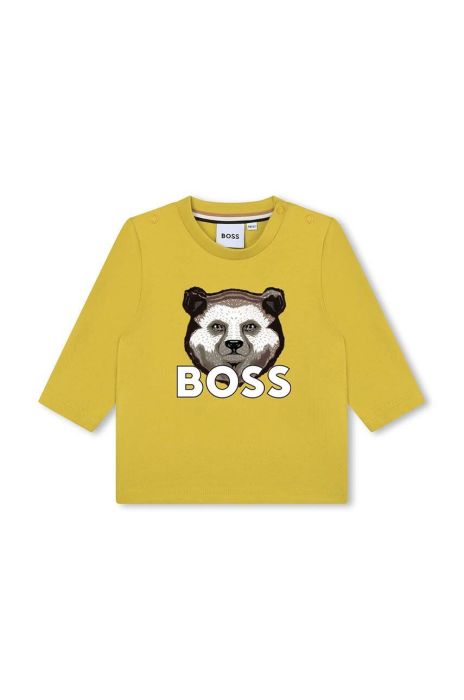 Бавовняний лонгслів для немовлят BOSS колір зелений з принтом (3511545) Бавовняний лонгслів для немовлят BOSS колір зелений з принтом (3511545)