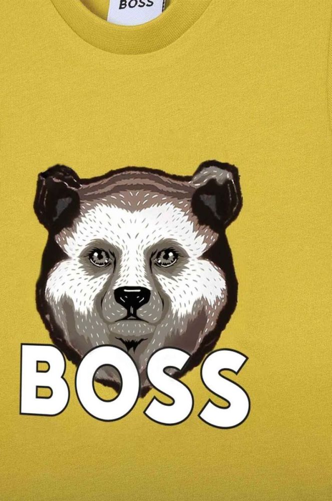 Бавовняний лонгслів для немовлят BOSS колір зелений з принтом (3511545) фото 3