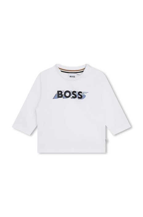Бавовняний лонгслів для немовлят BOSS колір білий з принтом (3511555)