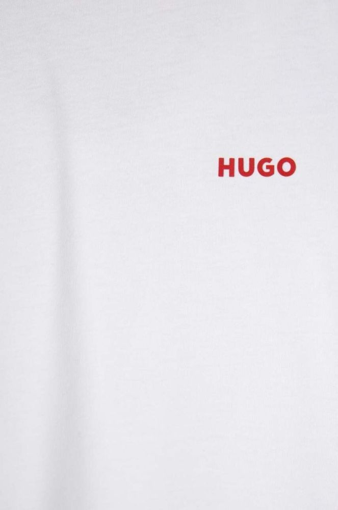 Дитячий бавовняний лонгслів HUGO колір білий однотонний фото 3