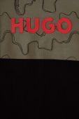Дитячий бавовняний лонгслів HUGO колір чорний з принтом (3511610)