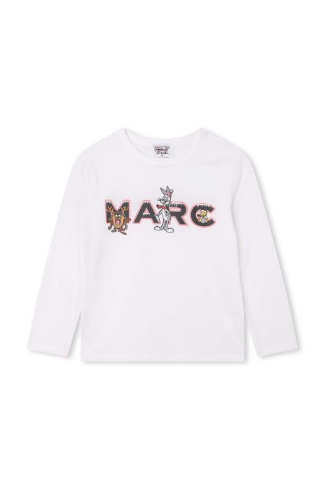Дитячий бавовняний лонгслів Marc Jacobs колір білий з принтом (3515118) Дитячий бавовняний лонгслів Marc Jacobs колір білий з принтом (3515118)