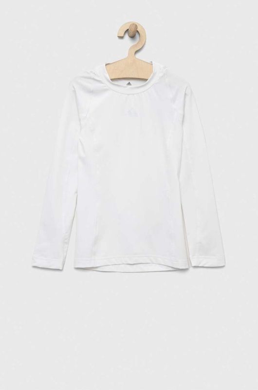 Дитячий лонгслів adidas Performance TF LS TEE Y колір білий однотонний