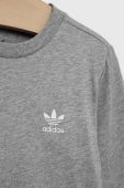 Дитячий бавовняний лонгслів adidas Originals колір сірий меланж