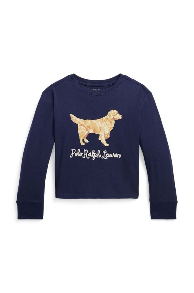 Дитячий бавовняний лонгслів Polo Ralph Lauren колір синій з принтом (3441769) фото 2