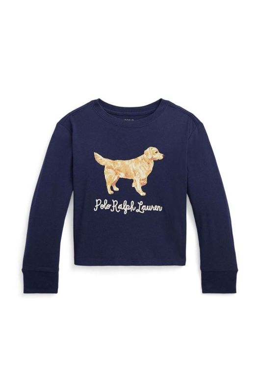 Дитячий бавовняний лонгслів Polo Ralph Lauren колір синій з принтом (3441769) фото 2