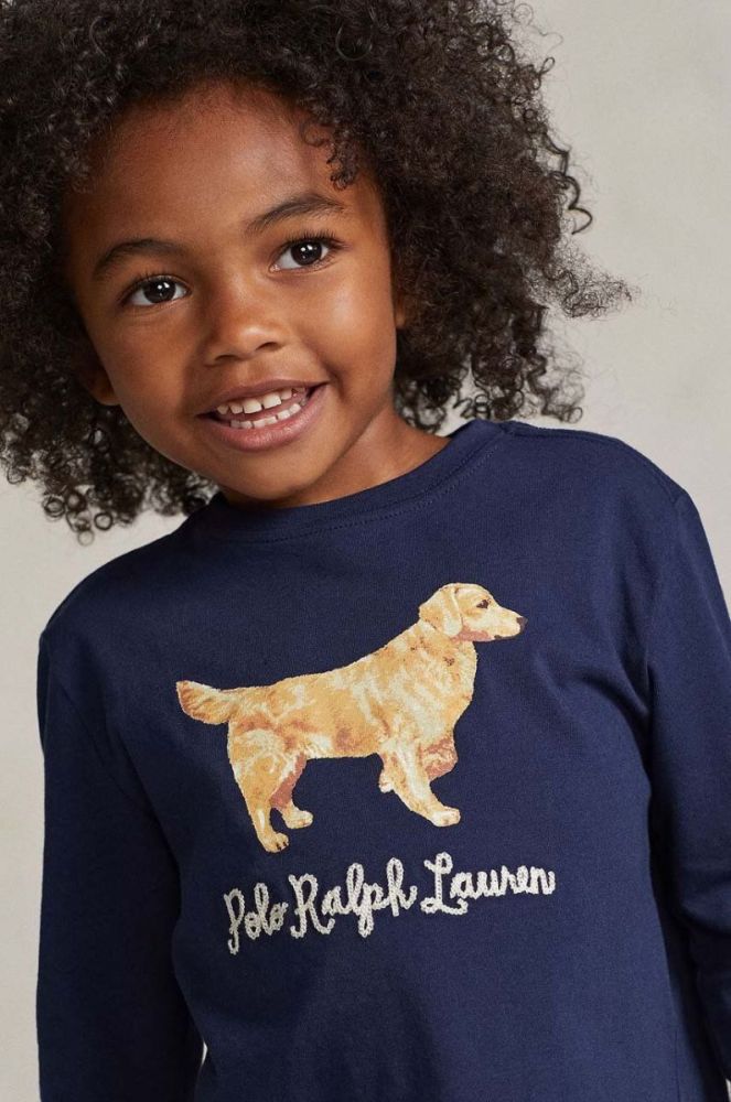 Дитячий бавовняний лонгслів Polo Ralph Lauren колір синій з принтом (3441769) фото 4
