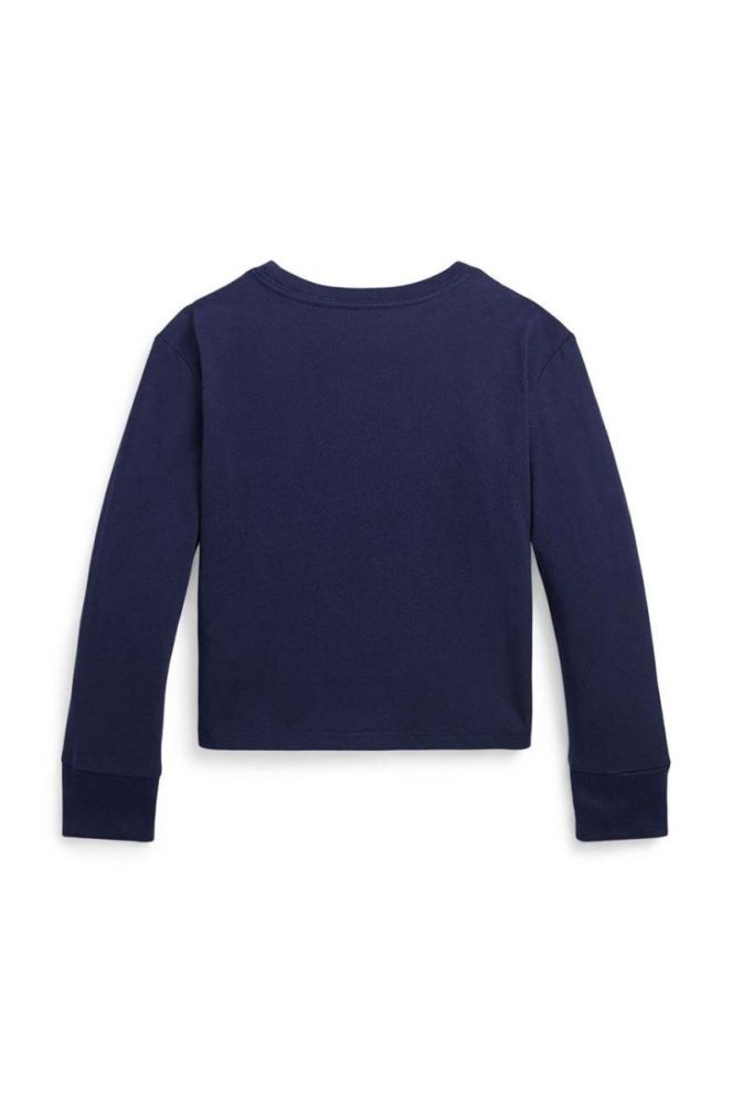 Дитячий бавовняний лонгслів Polo Ralph Lauren колір синій з принтом (3441769) фото 3