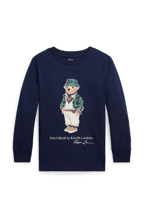 Дитячий бавовняний лонгслів Polo Ralph Lauren колір синій з принтом (3441775) Дитячий бавовняний лонгслів Polo Ralph Lauren колір синій з принтом (3441775)