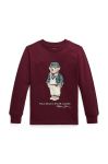 Дитячий бавовняний лонгслів Polo Ralph Lauren колір бордовий з принтом (3441785)