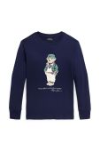 Дитячий бавовняний лонгслів Polo Ralph Lauren колір синій з аплікацією Дитячий бавовняний лонгслів Polo Ralph Lauren колір синій з аплікацією