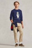 Дитячий бавовняний лонгслів Polo Ralph Lauren колір синій з аплікацією Дитячий бавовняний лонгслів Polo Ralph Lauren колір синій з аплікацією