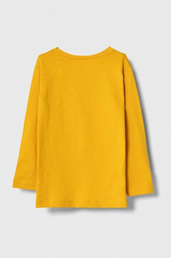 Дитячий бавовняний лонгслів United Colors of Benetton колір жовтий з принтом (3388837) фото 2