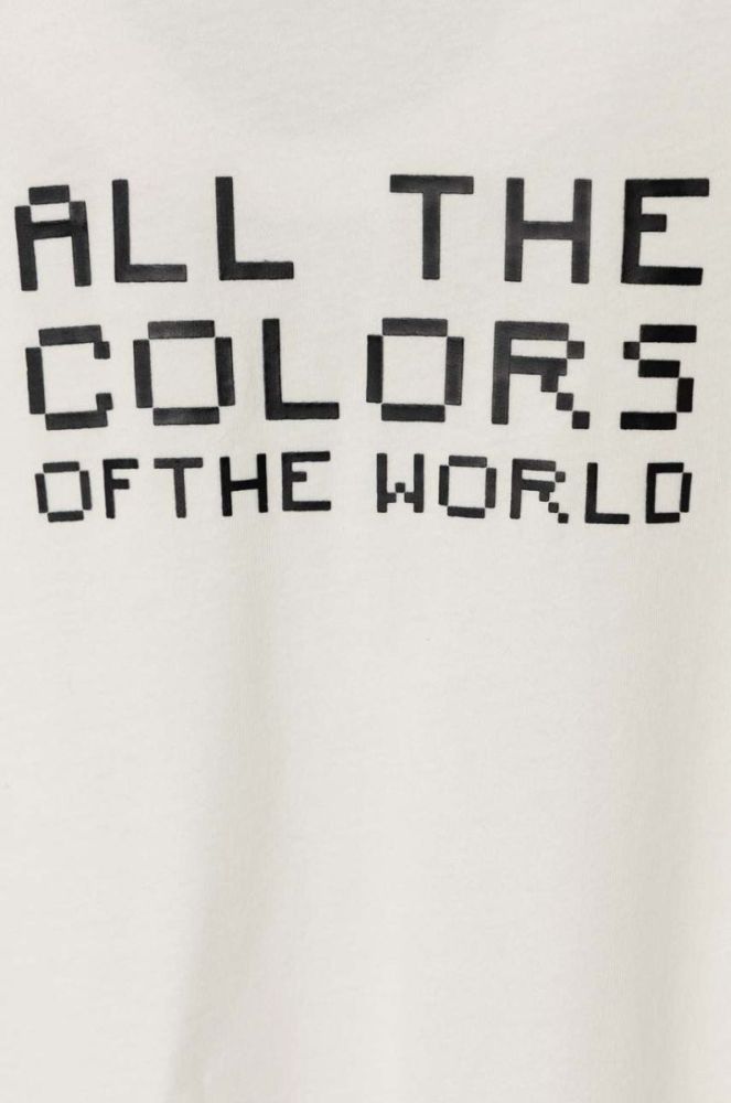 Дитячий бавовняний лонгслів United Colors of Benetton колір білий з принтом (3397526) фото 3
