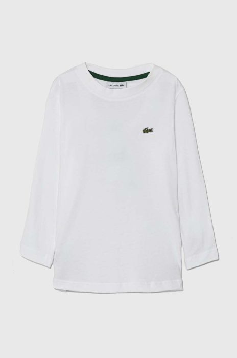 Дитячий бавовняний лонгслів Lacoste колір білий однотонний (3650492)