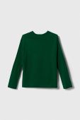 Дитячий бавовняний лонгслів United Colors of Benetton колір зелений однотонний (3415027) Дитячий бавовняний лонгслів United Colors of Benetton колір зелений однотонний (3415027)