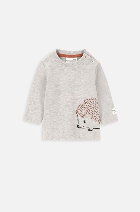 Бавовняний лонгслів для немовлят Coccodrillo колір бежевий з принтом