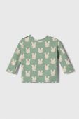 Бавовняний лонгслів для немовлят United Colors of Benetton колір зелений візерунок