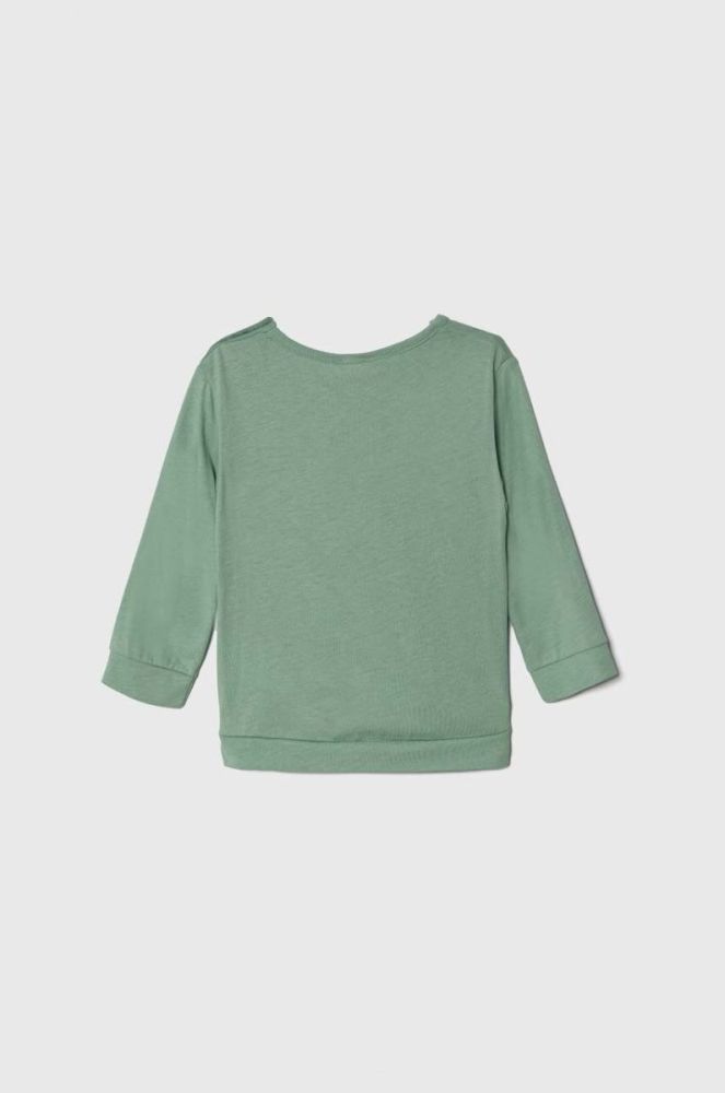 Бавовняний лонгслів для немовлят United Colors of Benetton колір зелений з принтом фото 2