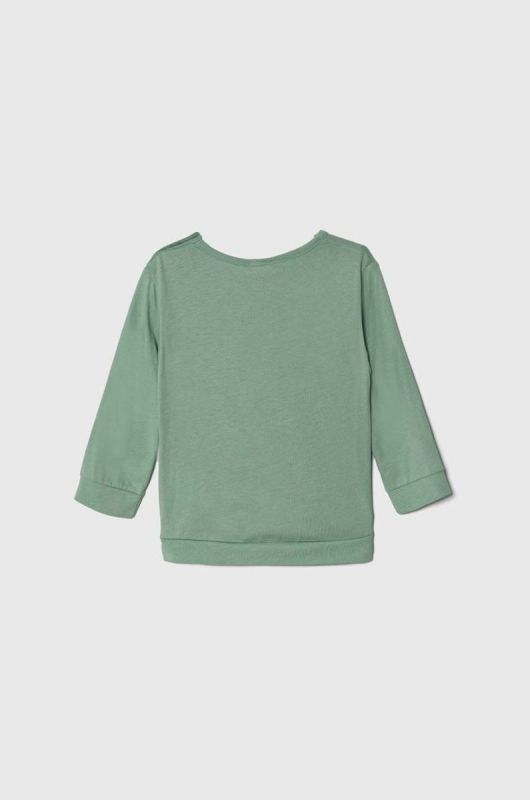 Бавовняний лонгслів для немовлят United Colors of Benetton колір зелений з принтом фото 2