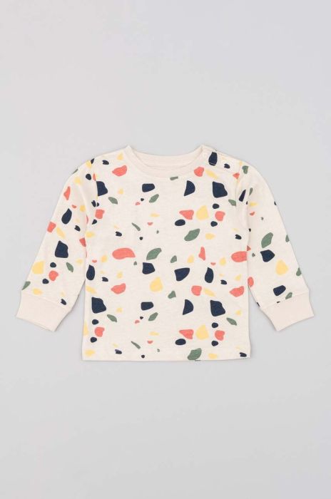 Бавовняний лонгслів для немовлят zippy колір бежевий візерунок Бавовняний лонгслів для немовлят zippy колір бежевий візерунок