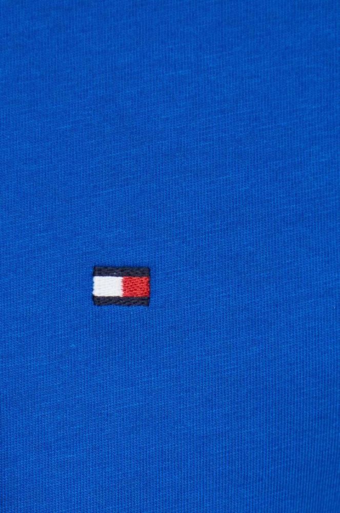 Бавовняний лонгслів Tommy Hilfiger однотонний колір блакитний фото 5