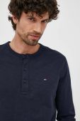 Бавовняний лонгслів Tommy Hilfiger колір синій однотонний