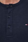 Бавовняний лонгслів Tommy Hilfiger колір синій однотонний