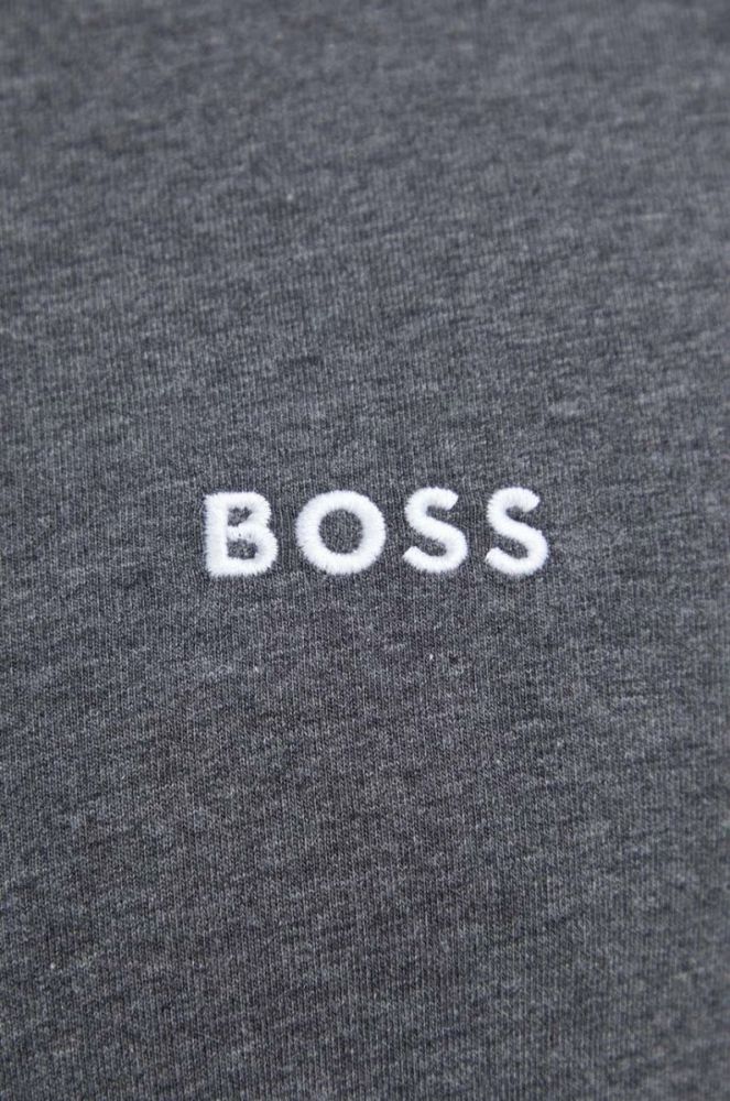 Лонгслів лаунж BOSS колір сірий меланж фото 5