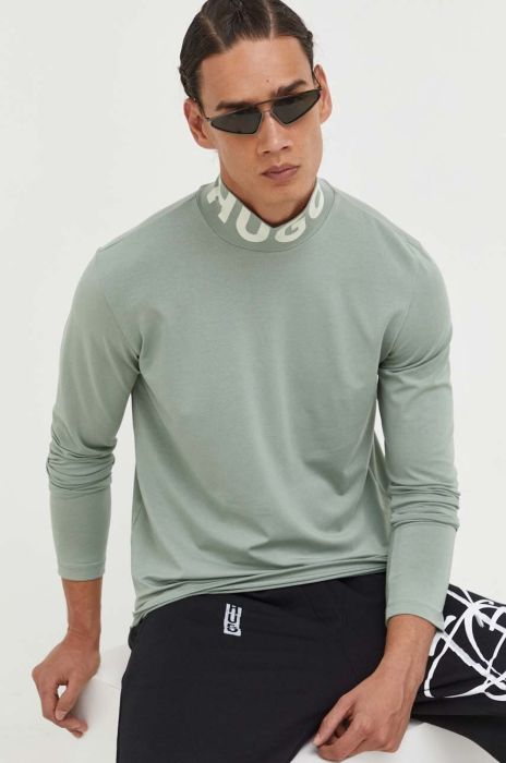 Лонгслів HUGO чоловічий колір зелений з принтом (3305893)