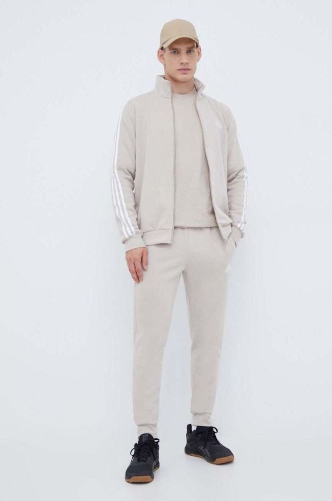 Бавовняний лонгслів adidas Originals колір бежевий з аплікацією фото 2