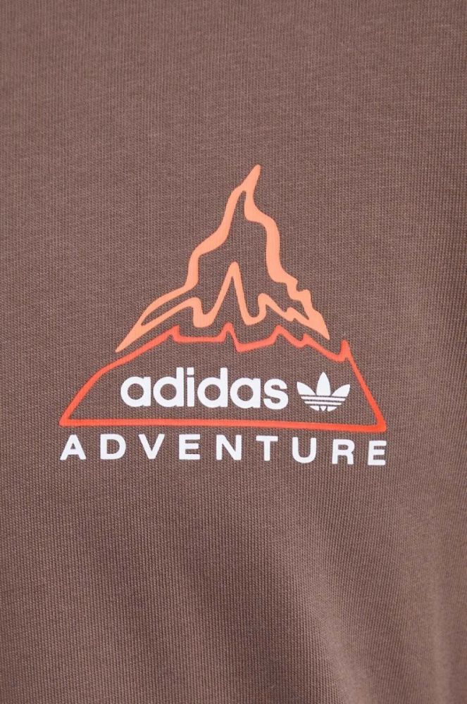 Бавовняний лонгслів adidas Originals колір коричневий з принтом фото 5