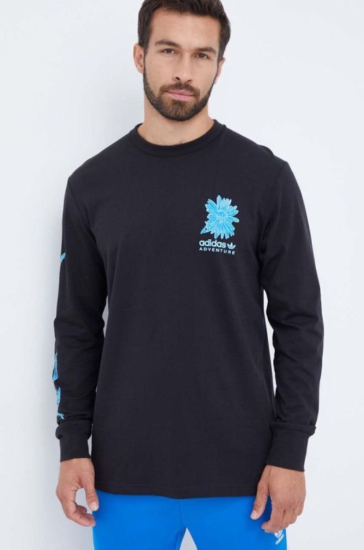 Бавовняний лонгслів adidas Originals колір чорний з принтом (3506942) фото 3