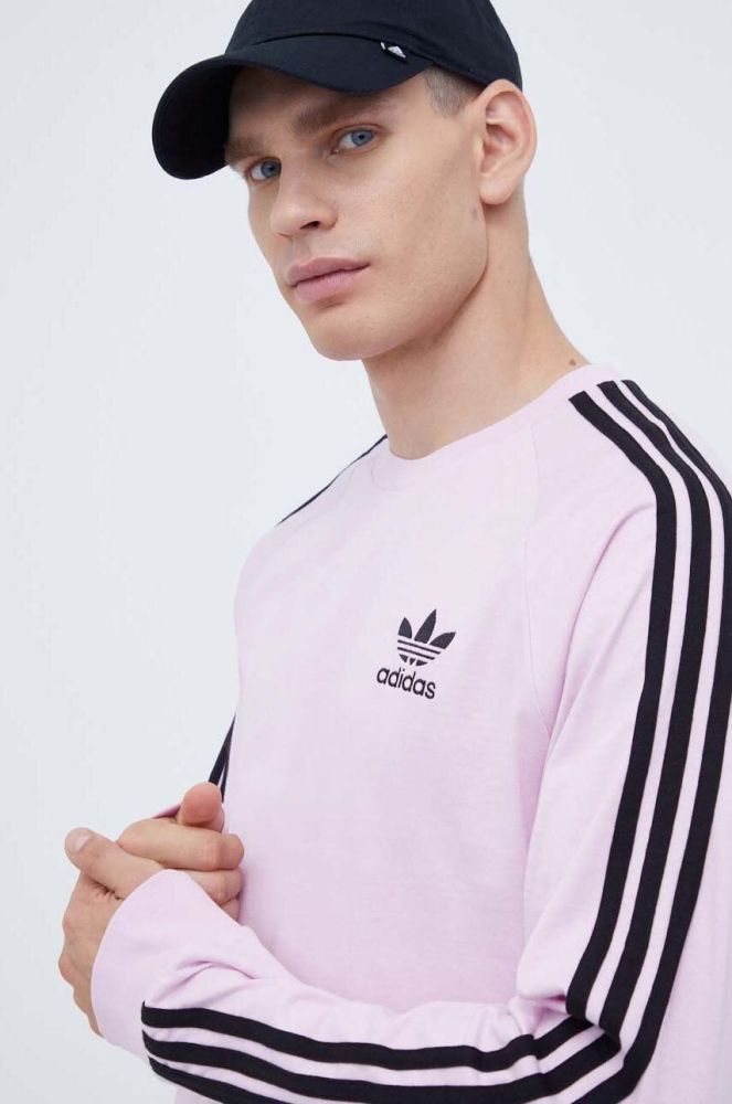 Бавовняний лонгслів adidas Originals колір рожевий з аплікацією