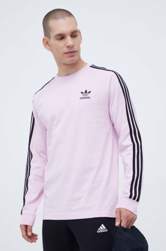 Бавовняний лонгслів adidas Originals колір рожевий з аплікацією фото 2