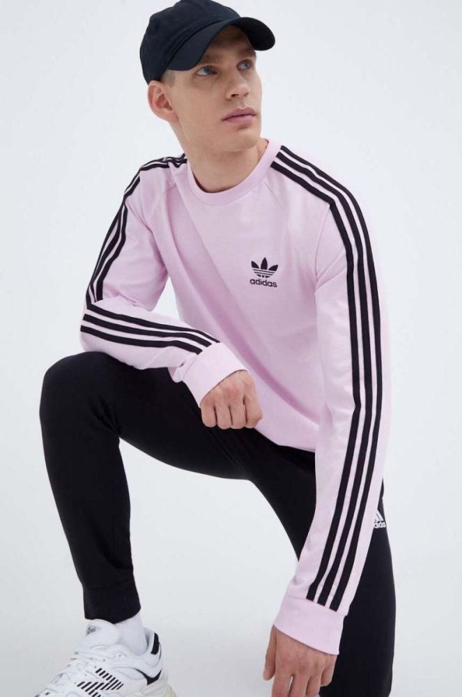 Бавовняний лонгслів adidas Originals колір рожевий з аплікацією фото 4