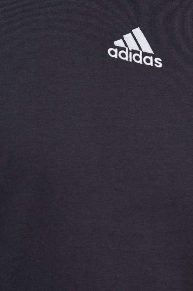 Бавовняний лонгслів adidas колір чорний однотонний фото 5