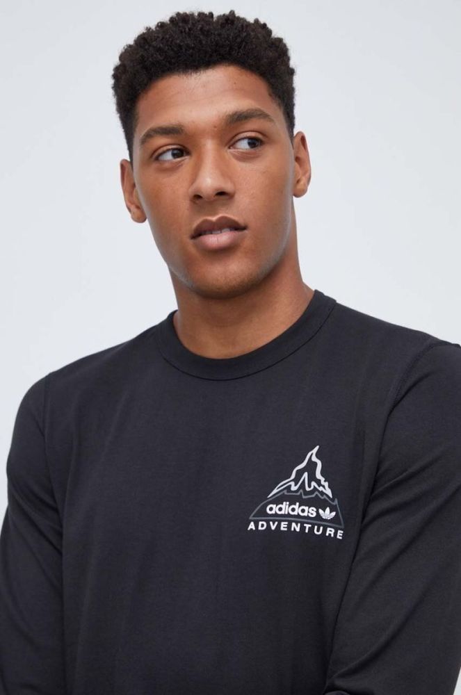 Бавовняний лонгслів adidas Originals колір чорний з принтом (3625059) фото 4
