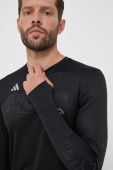 Лонгслів до бігу adidas Performance Run for the Oceans колір чорний з принтом