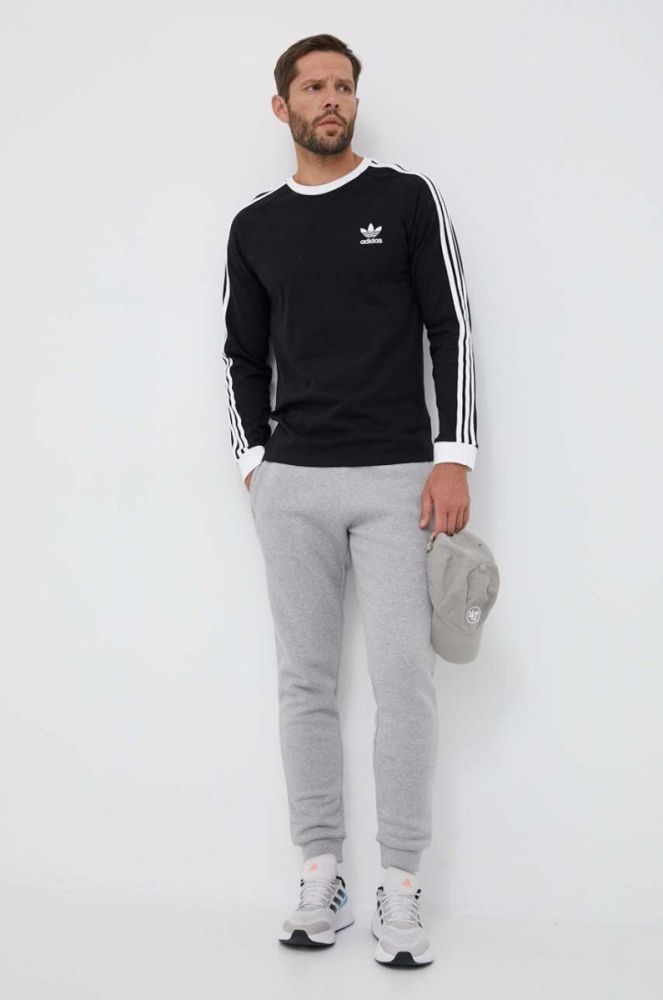 Бавовняний лонгслів adidas Originals 3-Stripes Long Sleeve Tee колір чорний з аплікацією IA4877-BLACK фото 2