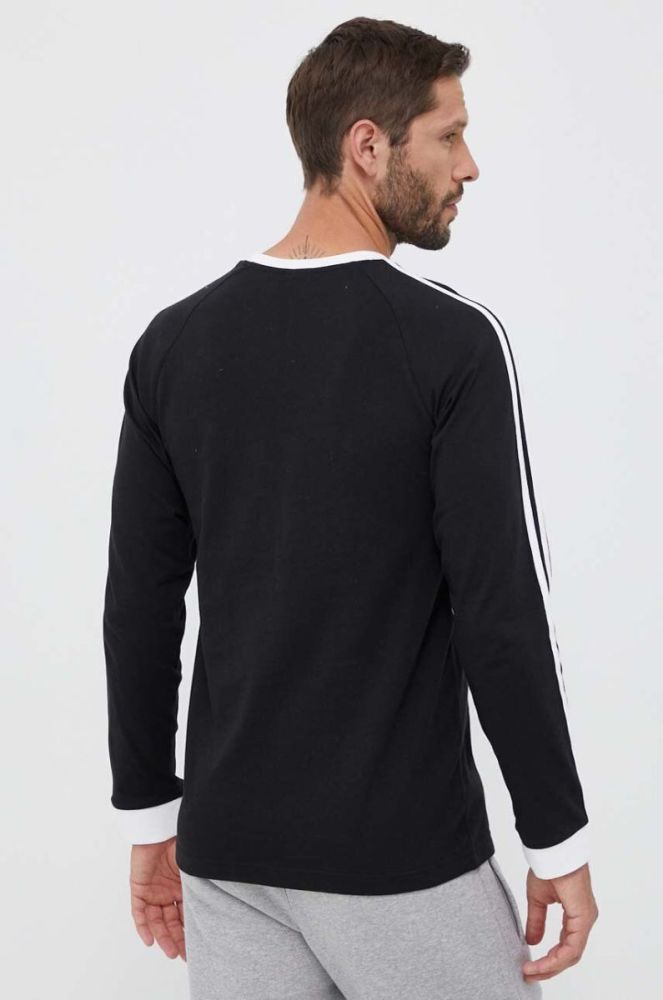 Бавовняний лонгслів adidas Originals 3-Stripes Long Sleeve Tee колір чорний з аплікацією IA4877-BLACK фото 3