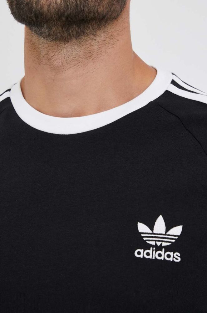 Бавовняний лонгслів adidas Originals 3-Stripes Long Sleeve Tee колір чорний з аплікацією IA4877-BLACK фото 5