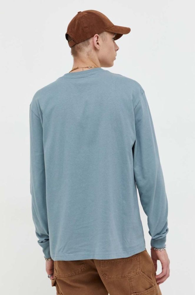 Бавовняний лонгслів Dickies однотонний колір блакитний фото 3