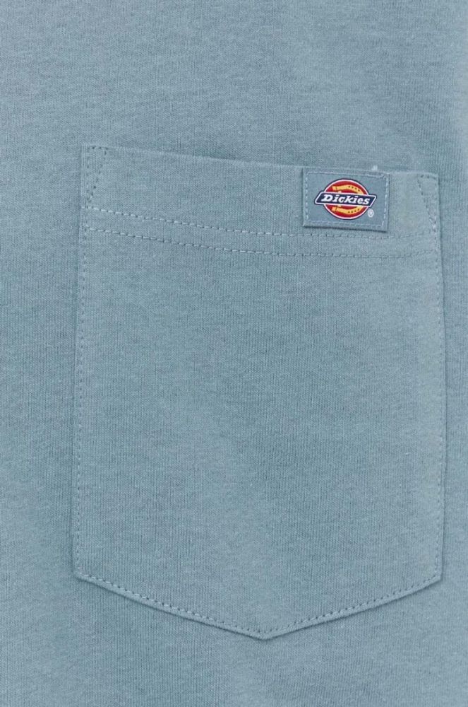 Бавовняний лонгслів Dickies однотонний колір блакитний фото 5