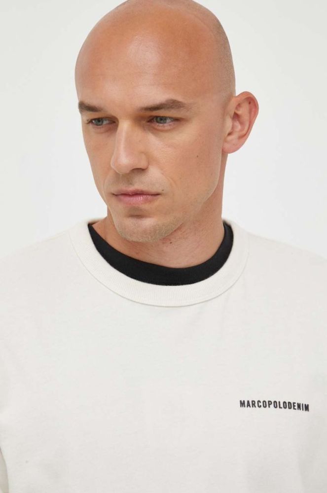 Бавовняний лонгслів Marc O'Polo DENIM колір бежевий з принтом фото 4
