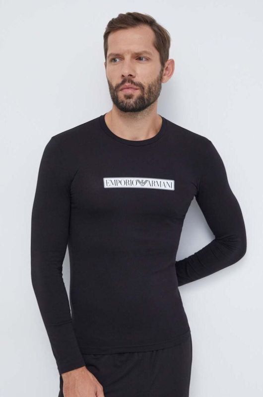 Лонгслів лаунж Emporio Armani Underwear колір чорний з принтом фото 2