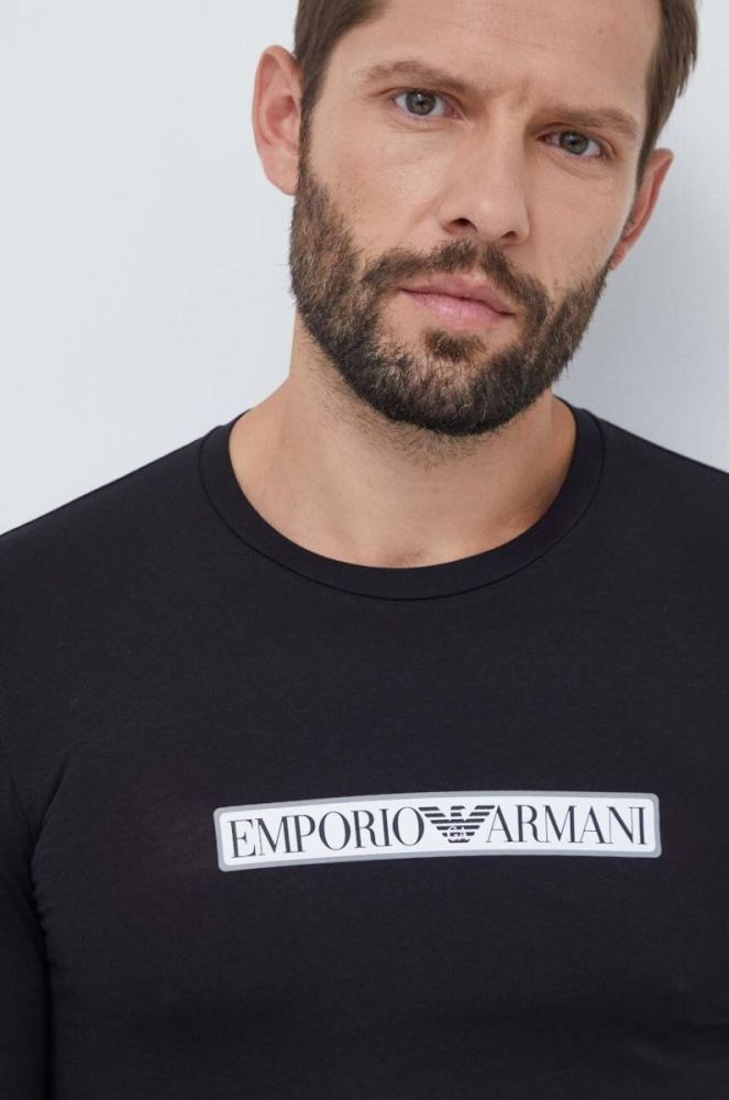 Лонгслів лаунж Emporio Armani Underwear колір чорний з принтом фото 4