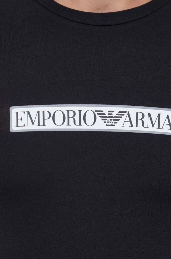 Лонгслів лаунж Emporio Armani Underwear колір чорний з принтом фото 5